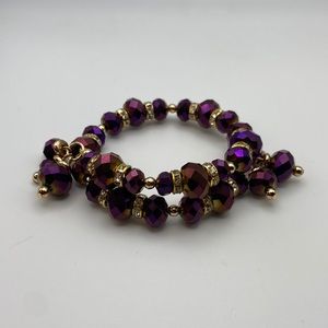 Rondelle Metallic Purple Iris Wire Bracelet
